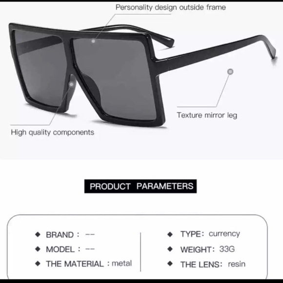 Unbranded Accessories - New Square Oversized Sunglasses Black Women